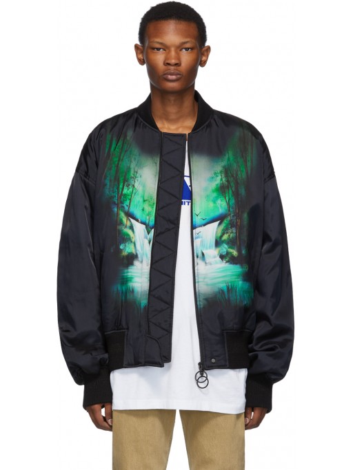 OFF-WHITE Black Waterfall Bomber Jacket