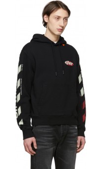 OFF-WHITE Black Red Diag Logo Hoodie