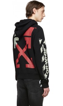 OFF-WHITE Black Red Diag Logo Hoodie