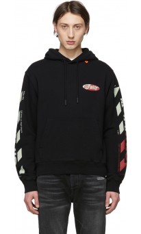 OFF-WHITE Black Red Diag Logo Hoodie