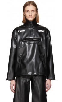 OFF-WHITE Black Coated Anorak Jacket