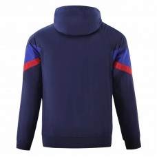 FC Barcelona Mens AWF Raglan Hoodie Jacket Blue 23-24