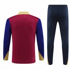 FC Barcelona Mens Red Training Technical Football Tracksuit 2024-25